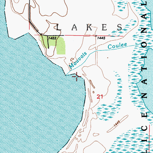 Topographic Map of Mauvais Coulee, ND