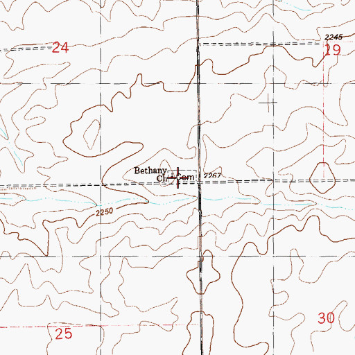 Topographic Map of Bethany Cemetery, ND