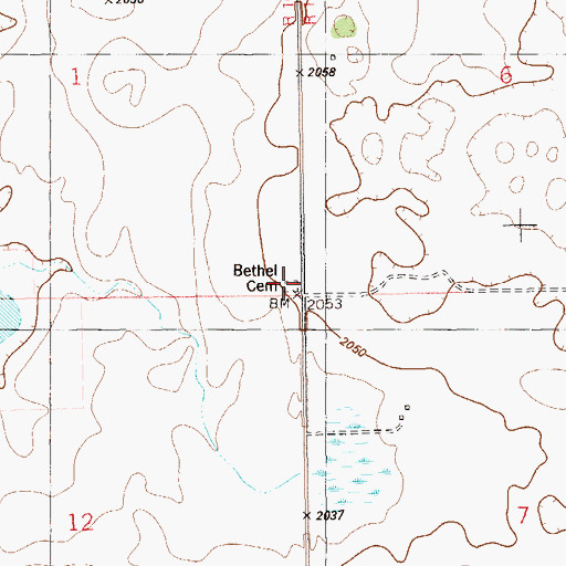 Topographic Map of Bethel Cemetery, ND