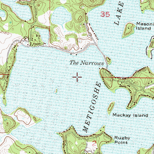 Topographic Map of Metigoshe Lake, ND