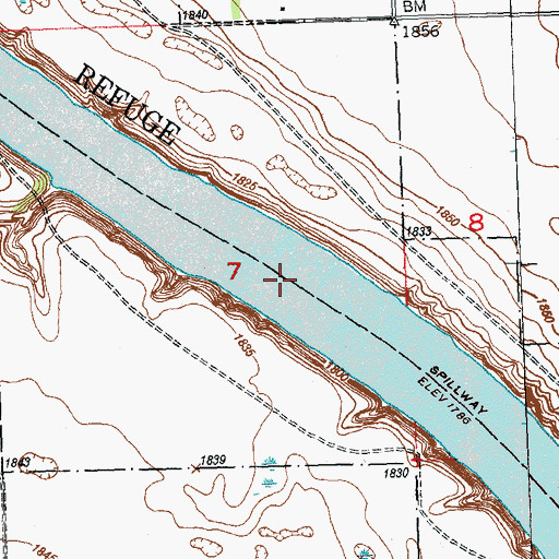 Topographic Map of Upper Des Lacs Lake, ND