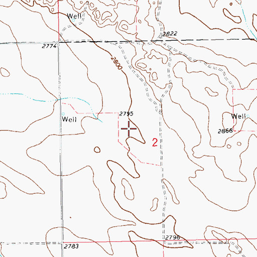 Topographic Map of Slope County, ND