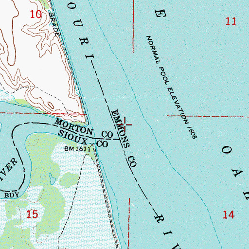 Topographic Map of Cannonball River, ND
