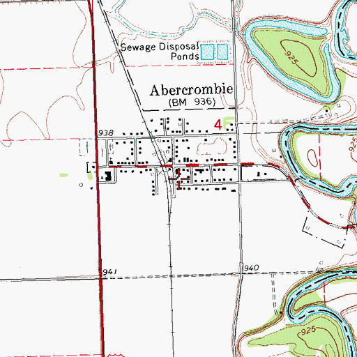 Topographic Map of City of Abercrombie, ND