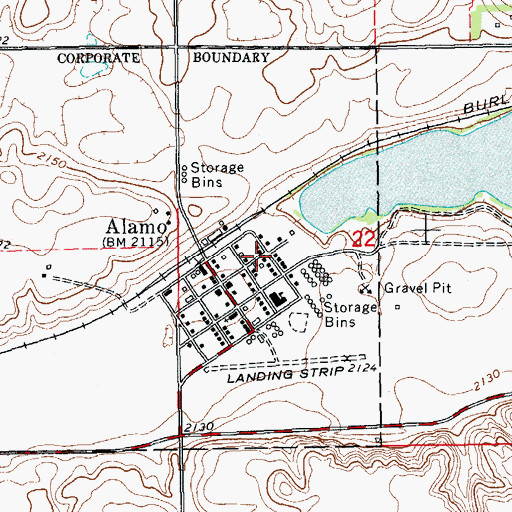 Topographic Map of City of Alamo, ND
