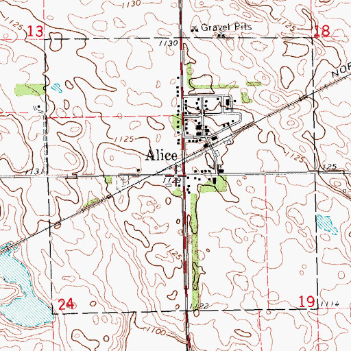 Topographic Map of City of Alice, ND