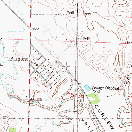 Topographic Map of City of Almont, ND