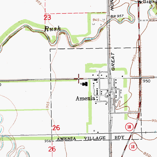 Topographic Map of City of Amenia, ND