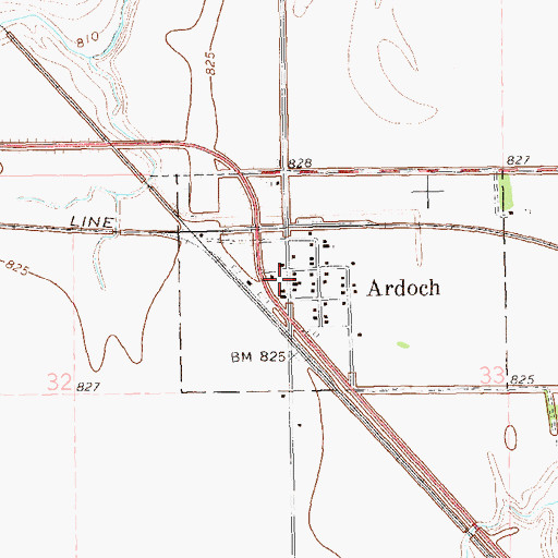 Topographic Map of City of Ardoch, ND