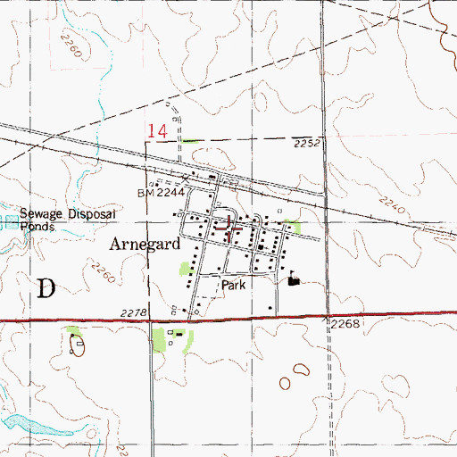 Topographic Map of City of Arnegard, ND