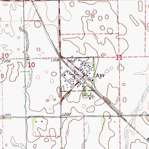 Topographic Map of City of Ayr, ND