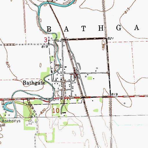 Topographic Map of City of Bathgate, ND