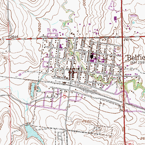Topographic Map of City of Belfield, ND