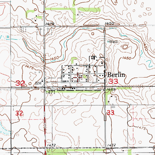 Topographic Map of City of Berlin, ND