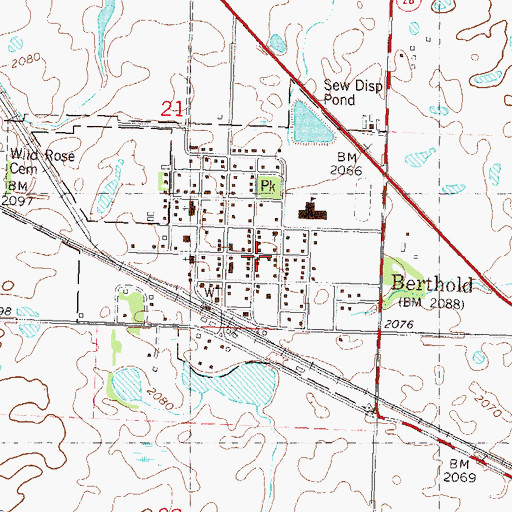Topographic Map of City of Berthold, ND