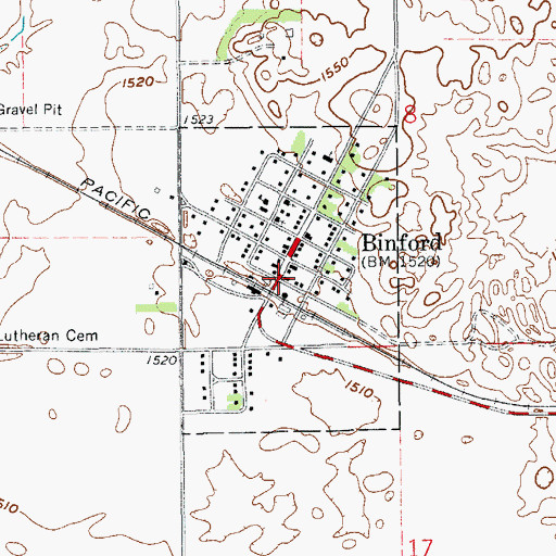 Topographic Map of City of Binford, ND