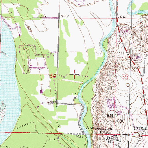 Topographic Map of Unorganized Territory of Bismarck (historical), ND
