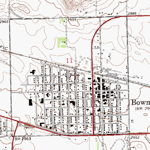 Topographic Map of City of Bowman, ND