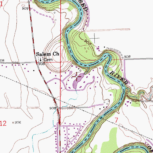 Topographic Map of City of Briarwood, ND