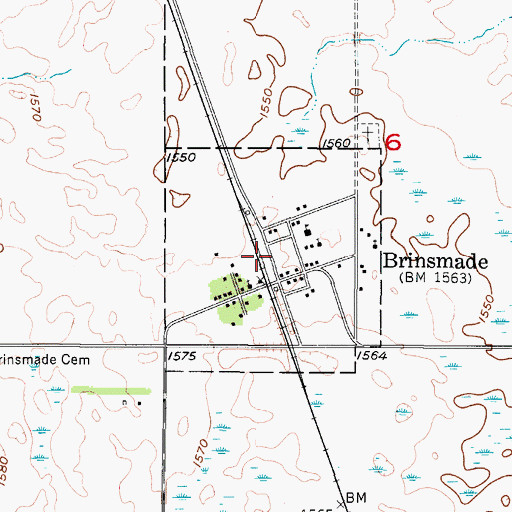 Topographic Map of City of Brinsmade, ND