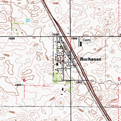 Topographic Map of City of Buchanan, ND