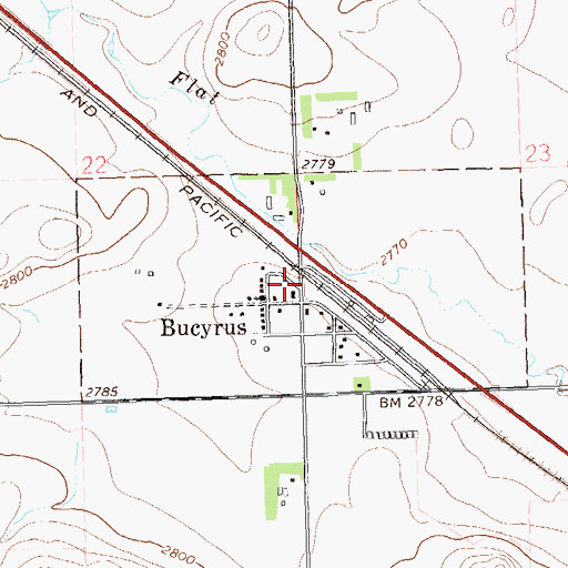 Topographic Map of City of Bucyrus, ND