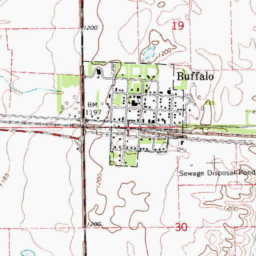 Topographic Map of City of Buffalo, ND