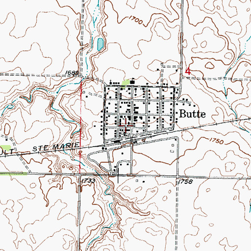 Topographic Map of City of Butte, ND