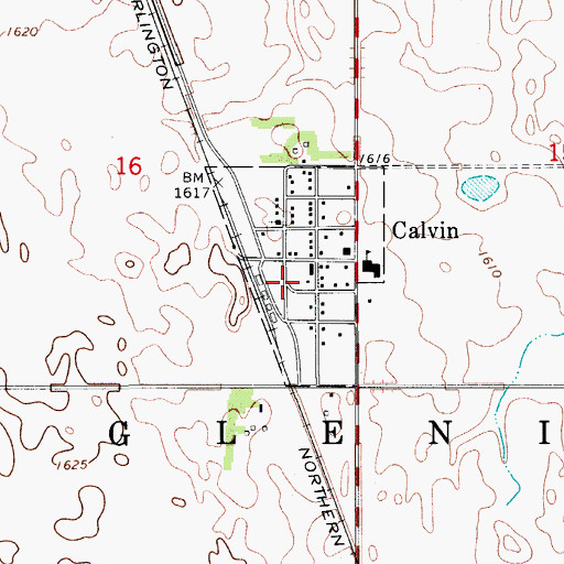 Topographic Map of City of Calvin, ND