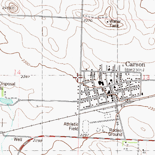 Topographic Map of City of Carson, ND