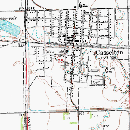 Topographic Map of City of Casselton, ND