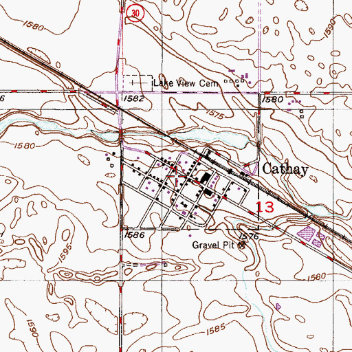 Topographic Map of City of Cathay, ND