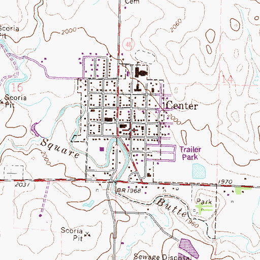 Topographic Map of City of Center, ND