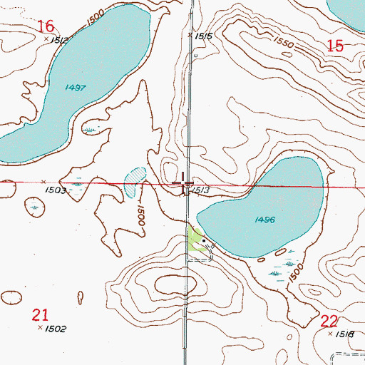 Topographic Map of Unorganized Territory of Central Pierce, ND