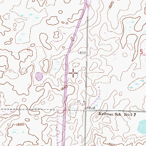 Topographic Map of Unorganized Territory of Central Sheridan (historical), ND