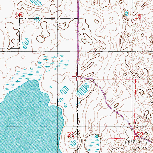 Topographic Map of Unorganized Territory of Chase Lake, ND