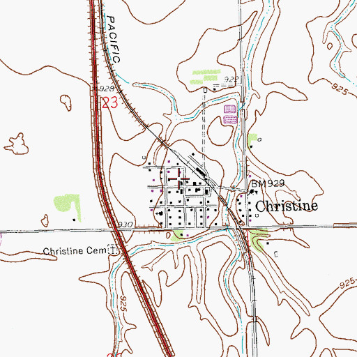 Topographic Map of City of Christine, ND