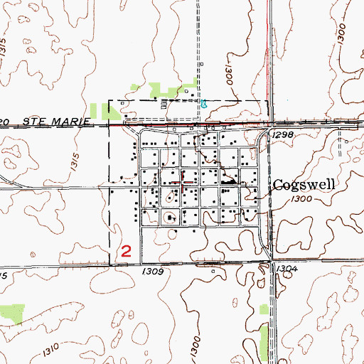 Topographic Map of City of Cogswell, ND