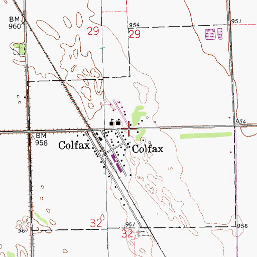 Topographic Map of City of Colfax, ND