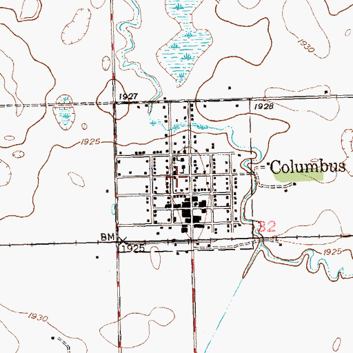 Topographic Map of City of Columbus, ND