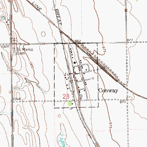Topographic Map of City of Conway, ND