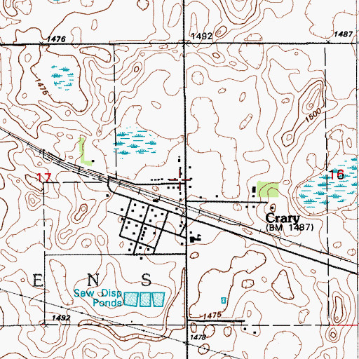 Topographic Map of City of Crary, ND