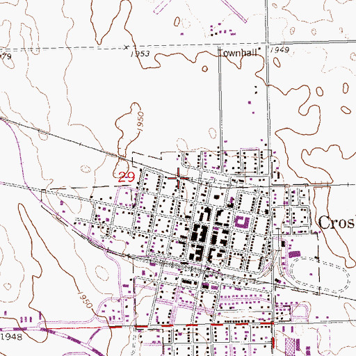 Topographic Map of City of Crosby, ND