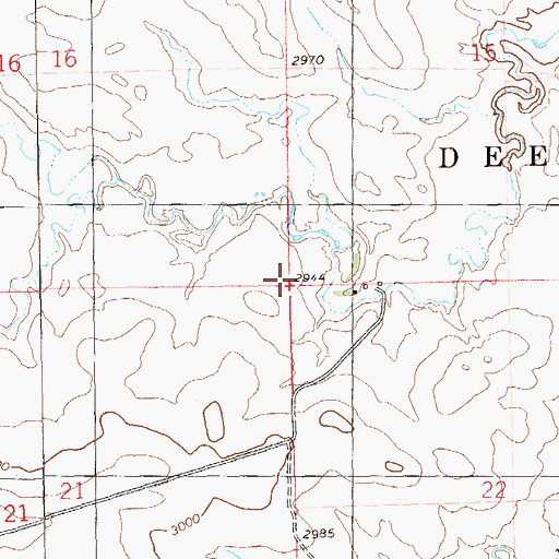 Topographic Map of Unorganized Territory of Deep Creek, ND