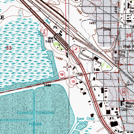 Topographic Map of City of Devils Lake, ND