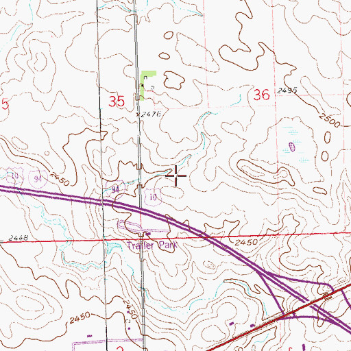 Topographic Map of Unorganized Territory of Dickinson North, ND