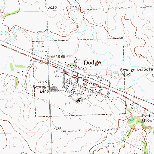 Topographic Map of City of Dodge, ND