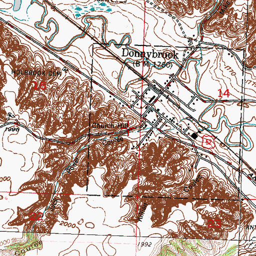 Topographic Map of City of Donnybrook, ND