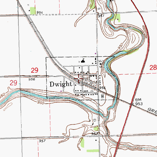 Topographic Map of City of Dwight, ND