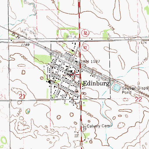 Topographic Map of City of Edinburg, ND